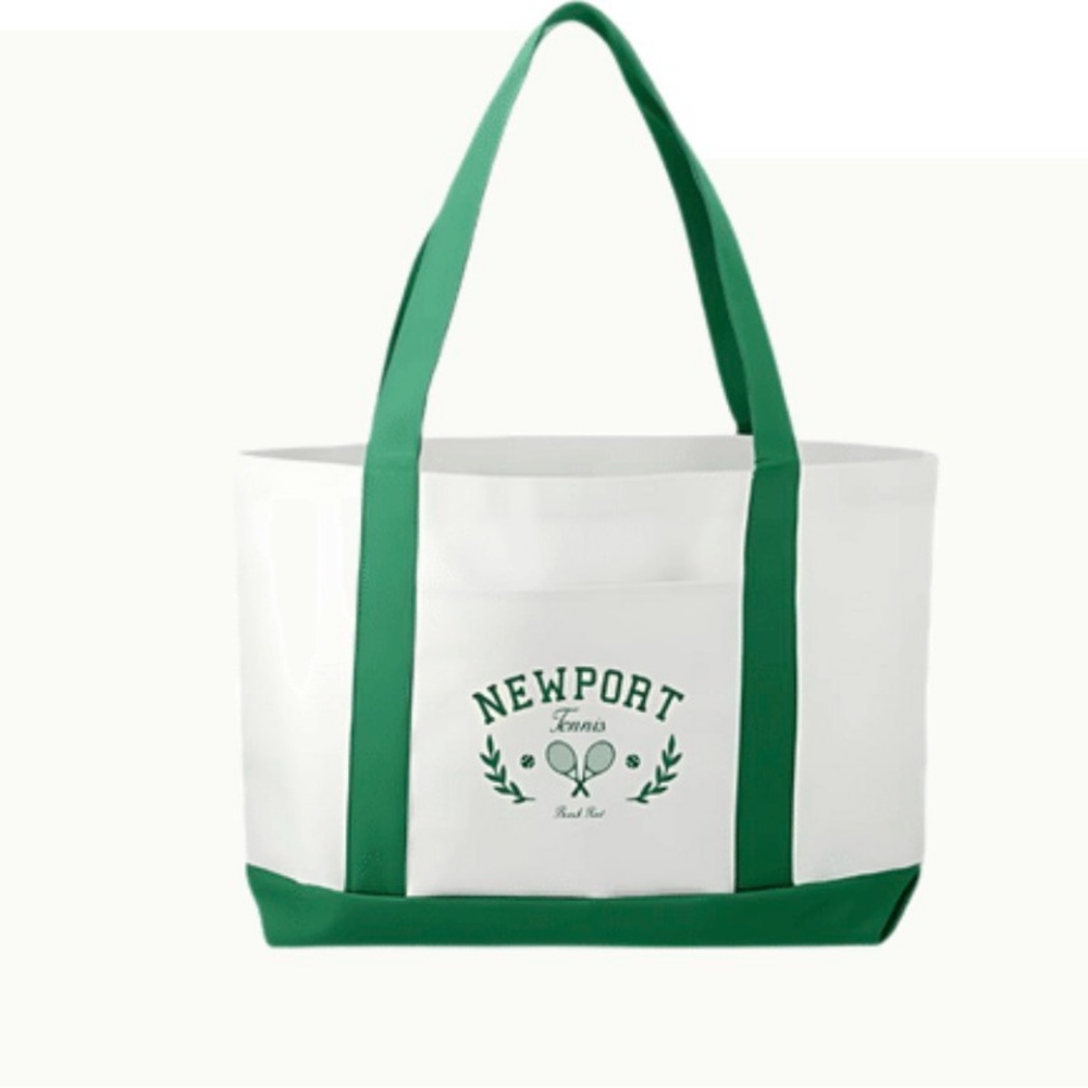 Newport White Tote with Green Accents